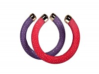 Shagreen bangles with gold plated silver ends