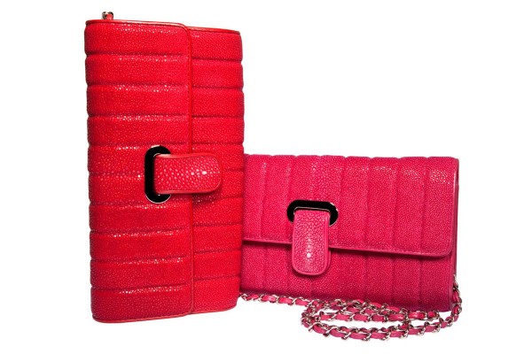 Summer bag made of stingray leather in coral and fuchsia color @a-cuckoo-moment