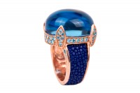 MANHATTAN cocktail ring with swiss topaz and stingray leather royal blue @a-cuckoo-moment