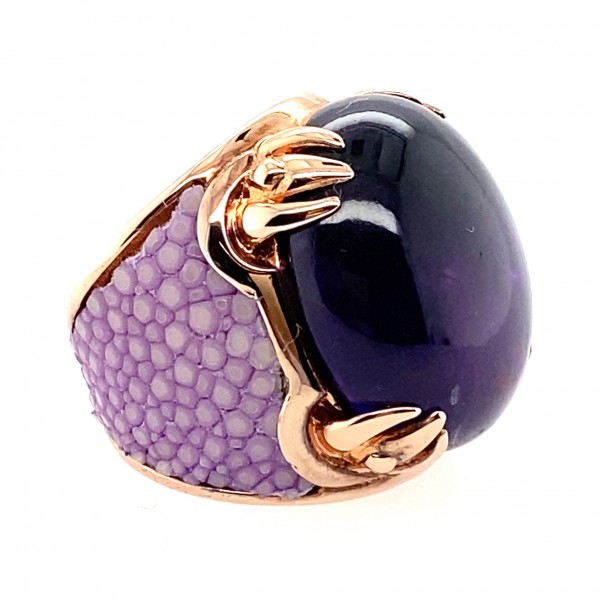 Daiquiri ring with large amethysts and stingray leather in lavender @a-cuckoo-moment