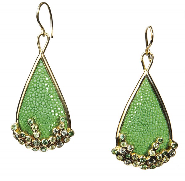 KENDALL silver earrings with gemstones and stingray leather light green @a-cuckoo-moment