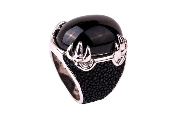 Daiquiri - ring sterling silver black star stone stingray leather @ a-cuckoo-moment...