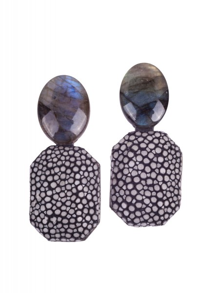 Grace - Earrings made of stingray leather and labradorith gemstone @a-cuckoo-moment