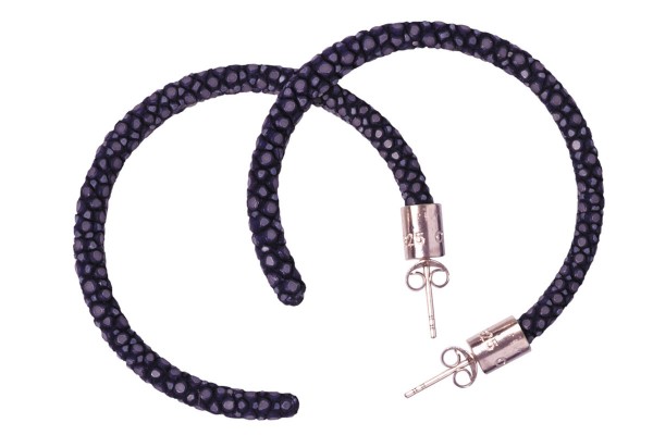 Carmen - earring hoops made of stingray leather, black