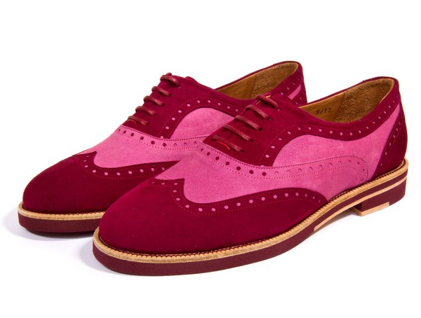 Jive - Lace-up Brogues Women handmade Shoes from premium suede leather, bordeaux-rose