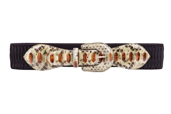 Stretch waist belt with hand painted python snake pistaccio garden @a-cuckoo-moment
