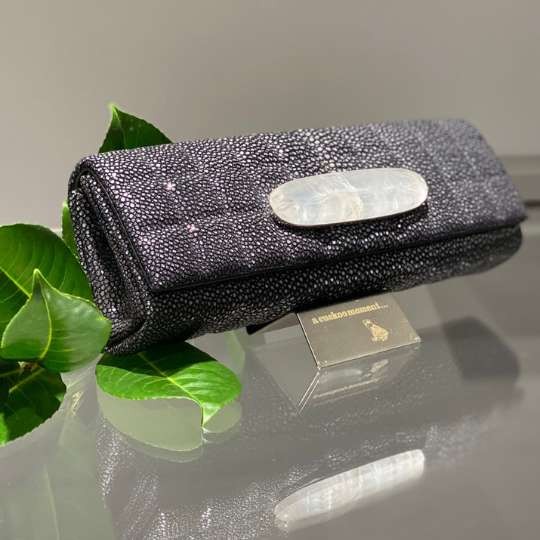 Zoe exclusive clutch bag with large white quartz gemstone @a-cuckoo-moment
