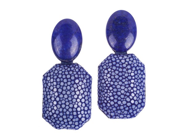 Grace - earrings made of stingray royal blue with lapis lazuli@ a-cuckoo-moment
