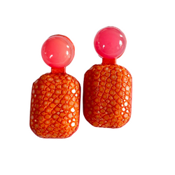 Gracy earrings stingray leather tangerine pink ahat @a-cuckoo-moment
