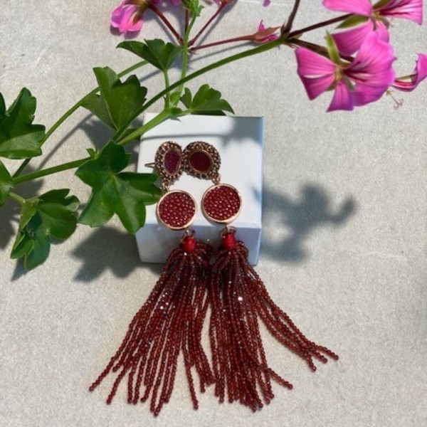 LEKSI earrings with garnet tassels and stingray leather maldives @a-cuckoo-moment