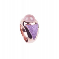 SUNRISE - ring with stingray leather lavender and rose quartz