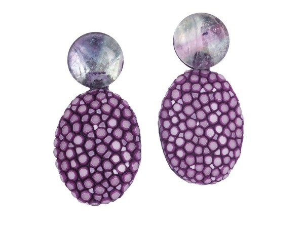 Lizzy - Earrings with fluoride and stingray leather