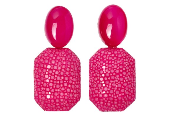 grace - earrings made of stingray Fuchsia with pink agate@ a-cuckoo-moment