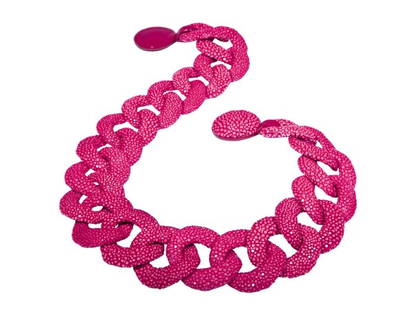 Lucia - Link chain made of stingray leather fuchsia a-cuckoo-moment