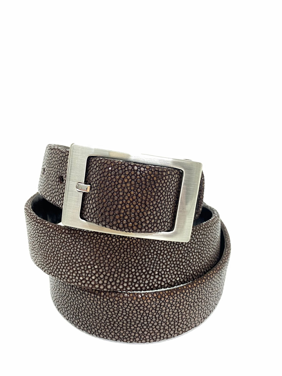 Men's belt in stingray leather brown | a cuckoo moment - jewelry