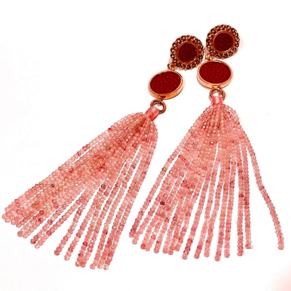 LEKSI earrings with rose quartz tassels @a-cuckoo-moment