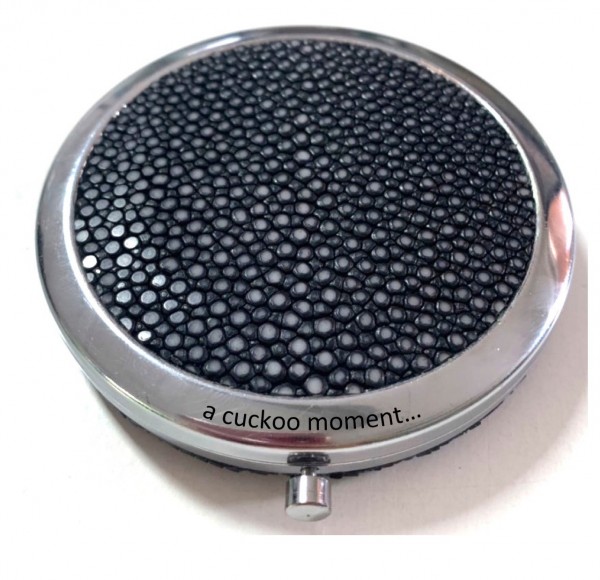 Pocket mirror with Shagreen silver black front a-cuckoo-moment
