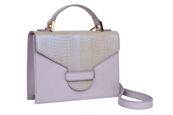 Suzy small cross body suitcase bag made of napa and snake leather ice