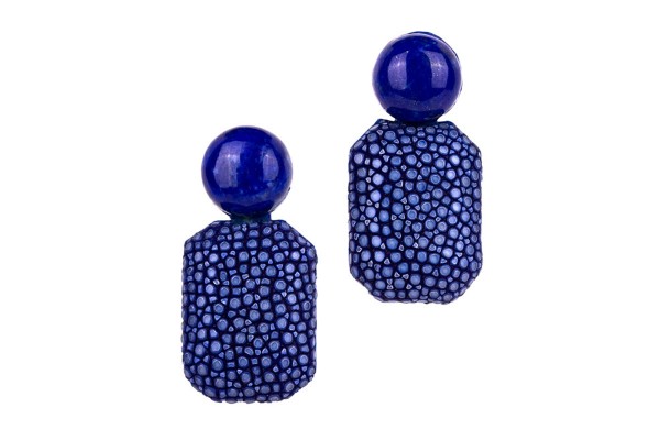 Gracy earrings with lapis lazuli and stingray in royal blue
