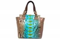 Tyra handbag hand-painted blue lagoon khaki shoulderbag shopper a-cuckoo-moment