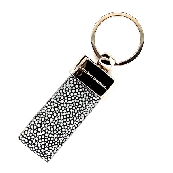 Keychain silver colored made of stingray leather grey a-cuckoo-moment