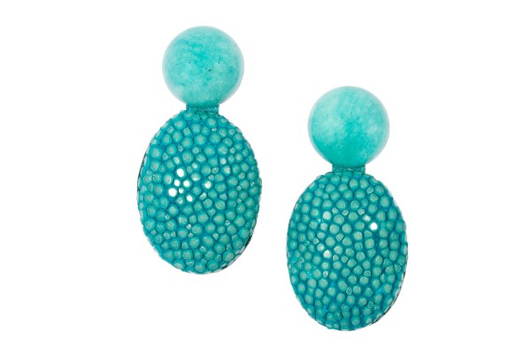 Lizzy - small earrings made of stingray with amazonite gemstones ocean@a-cuckoo-moment
