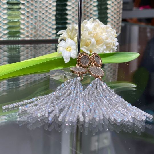 Leksi earrings with labradorite gemstone tassels @a-cuckoo-moment