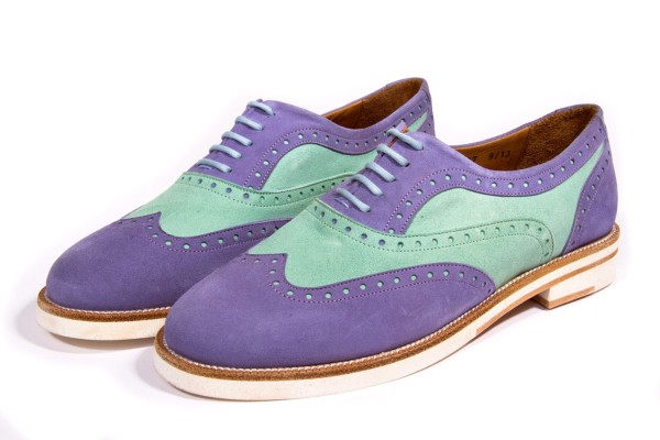 Jive - Lace-up Brogues Women handmade Shoes from premium suede leather, petrol-blue