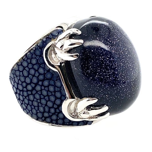 Daiquiri - Ring Sterling Silver Blue Sandstone Stingray Leather @a-cuckoo-moment