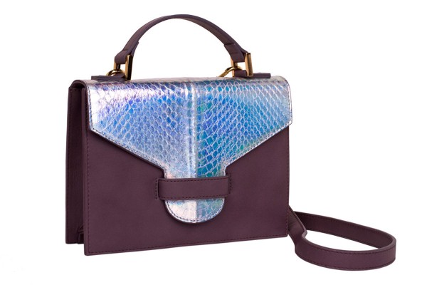 Suzy small cross body suitcase bag made of napa and snake spacy ice